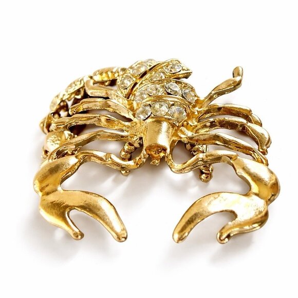Gold Tone Scorpion Rhinestone Stretch Ring - Picture 4 of 8